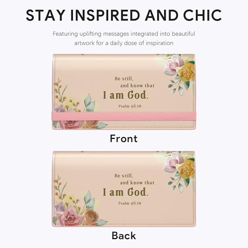 Tipmile Checkbook Covers for Personal Checkbook, PU Leather Checkbook Holder for Women and Men with Elastic Band, Effortless Sophistication - color: G Be Still