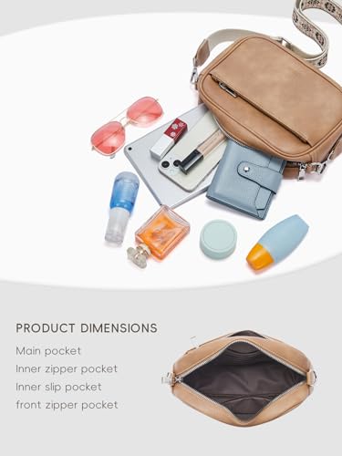 CLUCI Crossbody Bags for Women Crossbody Purses for Women Cross Body Bag Crossbody Purse with Adjustable Wide Strap | Womens Cross Body Bag Purse, Adjustable Wide Strap, Gifts for Women - color: 1-ten-1light Brown