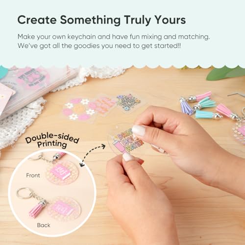 YOPPIX 140 PCS Acrylic Keychain Blank Set, Book Double-Sided UV DTF Stickers Acrylic Keychain Making Kits for Vinyl DIY Craft Project - color: Book