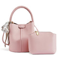 Mini Bucket Bags for Women, Vegan Leather Small Crossbody Purse with Removable Straps Trendy Top Handle Shoulder Straps - color: Pink
