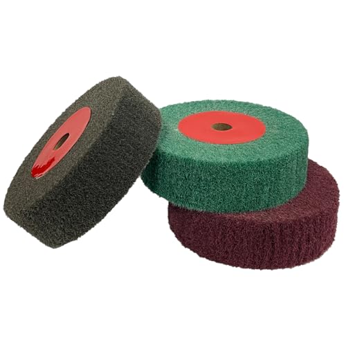 3PCS 4 Inch Bench Grinder Polishing Wheels, 320/600/800 Grit Tight Weave Tough Polishing Burnishing Wheel, Nylon Abrasive Flap Wheel for Refurbishing Golf Clubs Metal Copper, 1.2" Thickness 1/2" Arbor