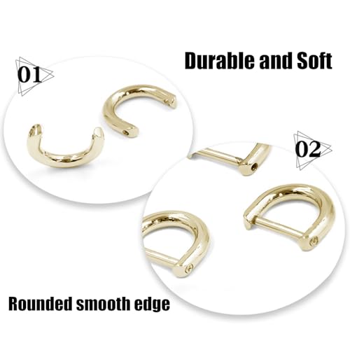 D-Rings with Closing Screw Shackle, U Shape Ring Key Holder, Horseshoe Shape Ring, Bag Hardware Accessories, DIY Leather Craft Purse Replacement (0.6 Inch/Gold), 6 PCS - color: Gold