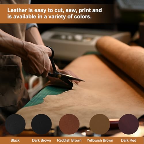 MECCANIXITY Genuine Leather Sheets, 15" x 15" 4-5 oz (1.8-2mm) Thick Full Grain Leather Sheet Tooling Precut for Carving Engraving Molding Embossing Stamping, Dark Brown - color: Dark Brown