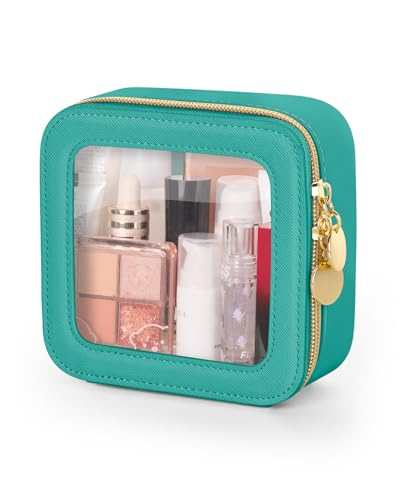 Soimeat Mini Makeup Bag, Small Makeup Bag for Purse, Waterproof Clear Makeup bag, Leather Cosmetic Bag, Square Make Up Bag Pouch, Toiletry Bag for Travel, Car and Women, Green - color: Green, size: Mini