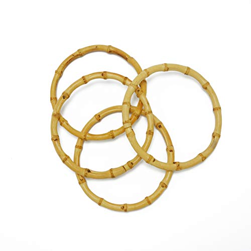 Miuco 4 PCS Round Bamboo Bag Handles Handmade Handbag Purse Making Handle Replacement for Handcrafted DIY Bags Accessories，5.90inch - size: Medium