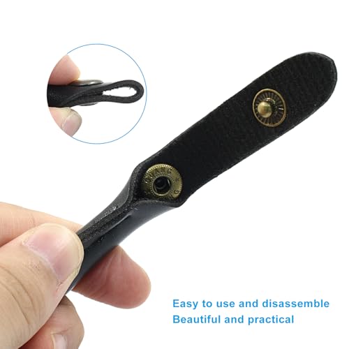 Waziaqoc Black Leather Purse Handles, 2 Pcs, 0.5" x 15.7" | Shoulder Strap, Replacement Handles, With Button, DIY Making Accessories - color: Black