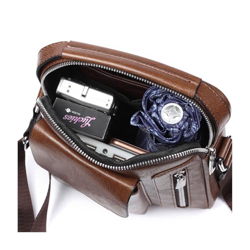 Crossbody Bag for Men, PU Leather Shoulder Messenger Bag with Handle - color: Brown-a