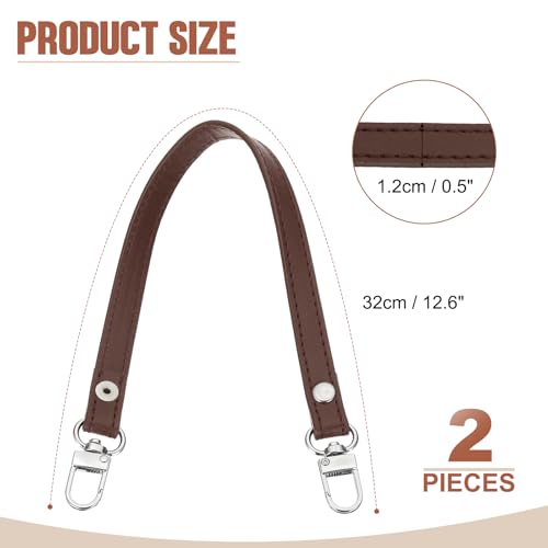 PATIKIL Leather Purse Handle Strap, 2 Pcs 13 Inch Leather Purse Strap Replacement DIY Women Clutch Bag Handbag Top Handle Strap Repair Accessories, Dark Brown - color: Dark Brown, size: 13 Inch