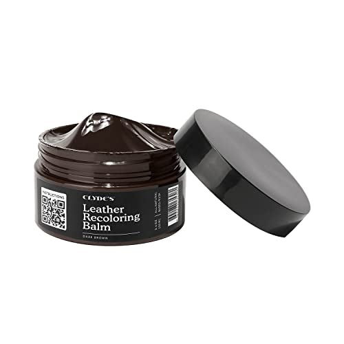Clyde's™ Leather Company Leather Recoloring Balm – Color Restore & Scratch Repair Kit for Faded Leather Furniture, Car Seats, Sofa & Vinyl | 23 Colors | Non-Toxic Dye - color: Dark Brown, size: 100ML