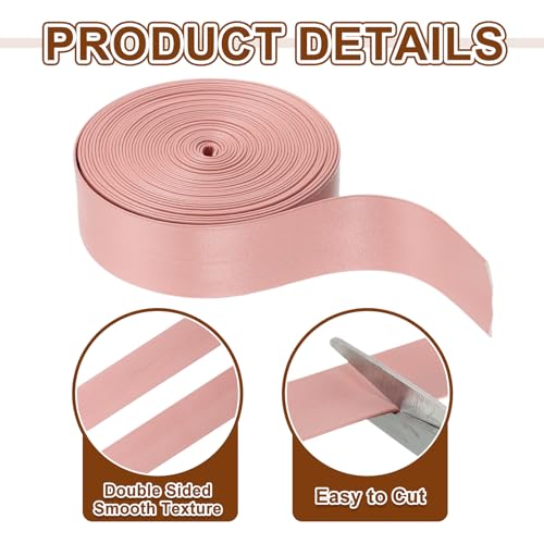 uxcell 5 Yard 25mm PU Faux Leather Strips, Fold Over Leather Strap Roll Double Sided Faux Supplies for DIY Craft Projects, Pink - color: Pink, size: 25mm