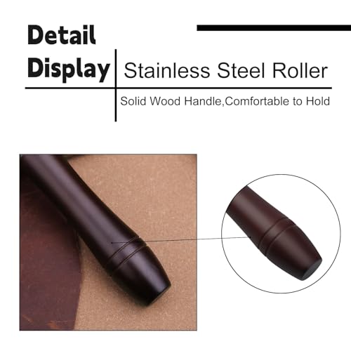 Mnuizu 100 mm Leather Press Edge Roller, Brayer Rollers for Crafting | Wooden Handle Leather Rolling Craft Roller, Seam Roller for Leather, Leather Edge Creaser for Leather Craft - color: Black, size: 100mm