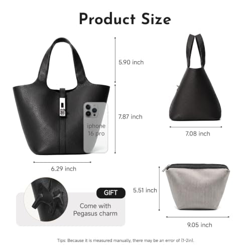 Tote Bag for Women Top Handle Handbag Satchel Bag for Women Vegan Leather Lock Design Bucket Purse for Work Evening - color: Al