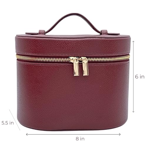 JAZD Vanity Case Makeup Bag with Removable Organizer Divider, Travel Toiletry Cosmetic Organizer for Women - color: BURGUNDY