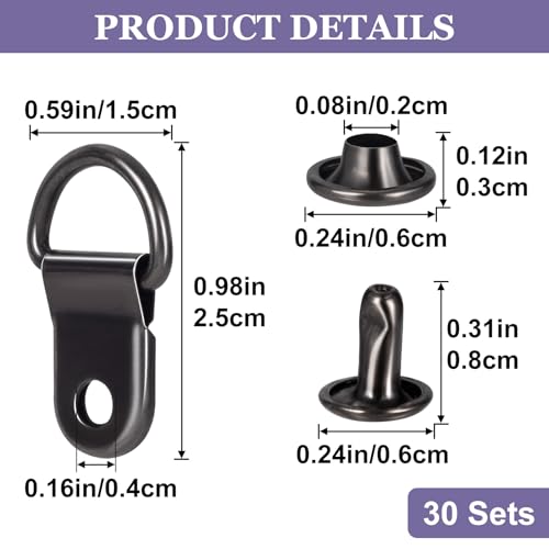 HINZIC 30 Sets Shoe Boot Lace Hooks Black Iron Buckle Replacement Fitting - color: Black,30pcs