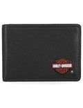 Harley-Davidson Men's Genuine Leather Rfid Blocking Wallet - color: Black (Slim Front Pocket Billfold)