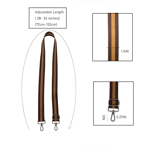 Wide Purse Strap Adjustable Replacement Crossbody Bag Strap Silver Hardware Shoulder Straps - color: Silver Hardware-coffee White-06