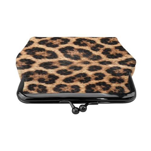 Kiss-lock Coin Purse for Women Change Purses Cute Small Coin Pouch Tiny Coin Wallet (Golden Leopard) - color: Golden Leopard