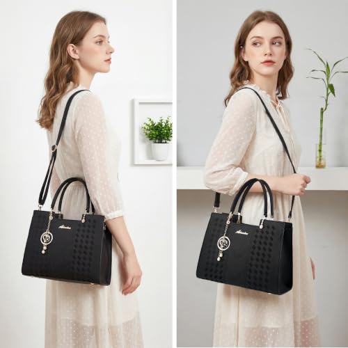 ALARION Purses and Handbags for Women Satchel Purse,PU Leather Tote Bag Crossbody Top Handle Bags with Zipper - color: Lizi CX Black