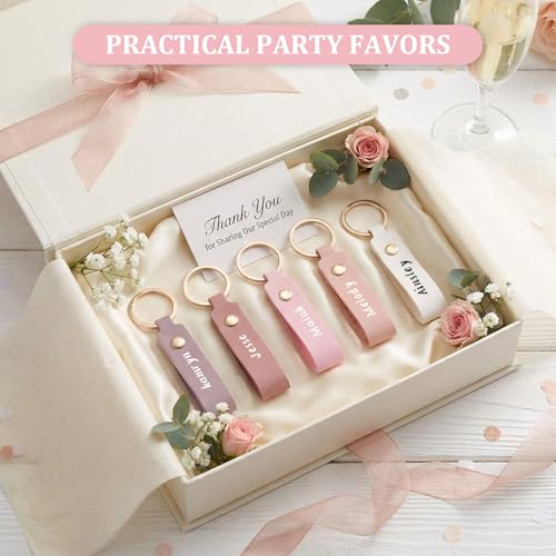 Wavyknot 100 Pcs PU Leather Keychain Blanks Bulk Laser Engraving Blanks Keychain Kit with Key Rings for DIY Key Chains Craft(3.7 x 0.7 Inches, Pink Series) - color: Pink Series, size: 3.7 x 0.7 Inches
