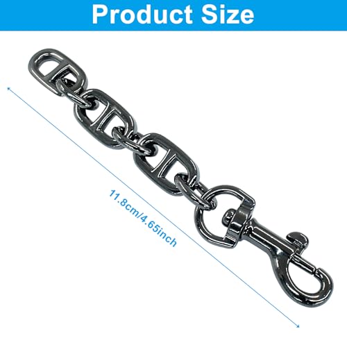 Purse Strap Extender, Metallic Black, 2Pcs, 4.7 Inch | Metal Chain, Replacement for Shoulder Bag, Replacement for Crossbody Bag - color: Metallic Black