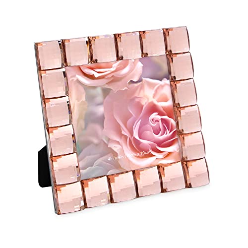 Isaac Jacobs Decorative Sparkling Jewel Picture Frame (4x4, Blush) | Jewel Picture Frame, Photo Display & Home Decor Two-way easel for vertical or horizontal display. Does NOT hang on wall - color: Blush, size: 4x4