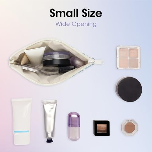Wandering Nature Makeup Bag Small Cosmetic Bag for Purse 2 Pack Small Make Up Pouch Cute Travel Pouch with Zipper for Women, Blue Flower - color: Blue Flower