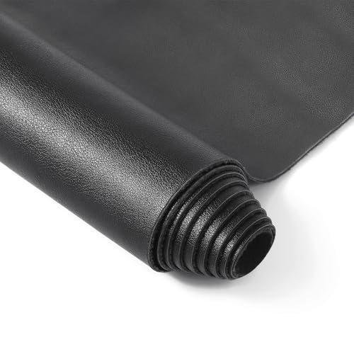 Leather Fabric - Faux Leather Sheets PU Material 1.2mm Thickness Soft and Apply to Upholstery Fabric DIY Sell by Yard(Black 1Y) - color: Black, size: 1Y(54x36inch)