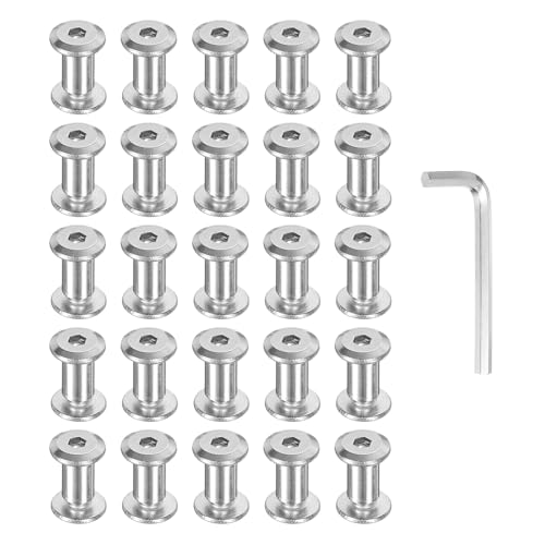 PATIKIL M4x4mm Hex Chicago Screws 5x8mm, 20Pcs 304 Stainless Steel Metric Hex Drive Socket Cap Binding Post Screw Posts for Scrapbook Leather Belt Album Furniture Repair, Silver - size: M4x4mm, 5x8mm
