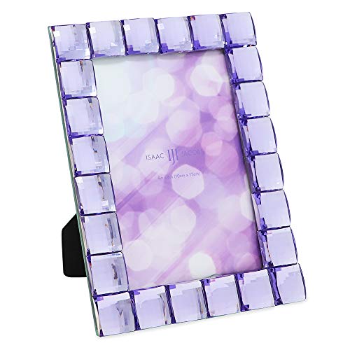 Isaac Jacobs Decorative Sparkling Jewel Picture Frame (4x6, Light Purple) | Jewel Picture Frame, Photo Display & Home Decor Two-way easel for vertical or horizontal display. Does NOT hang on wall - color: Light Purple, size: 4x6