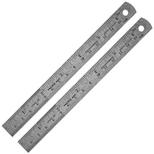 Pacific Arc 6 Inch Stainless Steel Ruler with Inch/Metric Conversion Table, 2 Pack - style: 2 Pack | 6 in