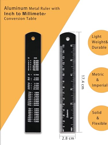 6 Inch Metal Ruler Set - Dual Scale Metric & Imperial,150 mm Straight Edge Rule, Laser Engraved, Edge-to-Edge Measuring for School, Geometry, Crafting & Gifts (2-Pack) - size: 6 Inch, 2 Pack