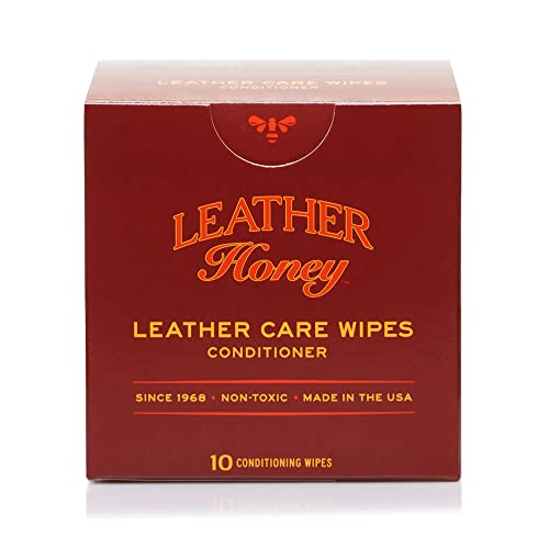 Leather Honey Conditioner Wipes – Restore Leather On-The-Go, 10 Wipes | Non-toxic, trusted since 1968 & made in the USA. Protect & condition any color leather – couches, car seats, shoes & bags. - style: Conditioner