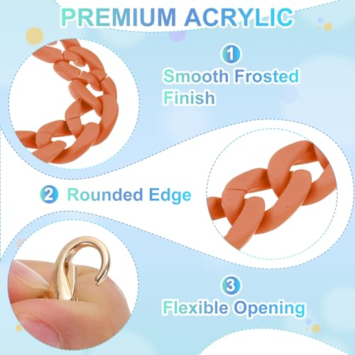 PATIKIL 15" Acrylic Purse Chain Acrylic Chain Linking Rings Light Orange - color: Matte Light Orange