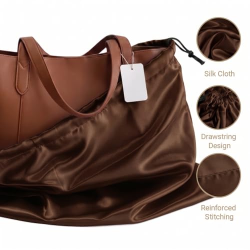 Q&J Fabric Co. 6 Pack Satin Dust Bag 15.7x19.7 inch Chocolate 100% Polyester Silk Bag Purse Dust Bag Shoe Bags for Closet Purse Protector Bag Dust Covers for Purses - color: Chocolate, size: 15.7"x19.7"