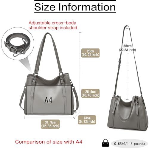 FOXLOVER Purses for Women Hobo Bag Designer Slouchy Tote Handbags - color: 02 Gray