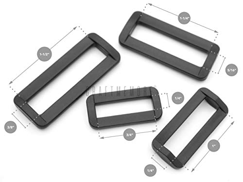CRAFTMEMORE Plastic Rectangle Rings Bar Slide Loop for Bag Strap Webbing Heavy Duty Buckle Belt Keeper Purse Making 6pcs - size: 1 Inch