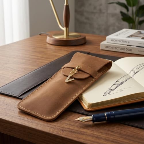 Personalized Initial PU Suede Pen Pouch - Office and Professional Storage Accessory, Ideal Gift for Coworkers (V) - color: V