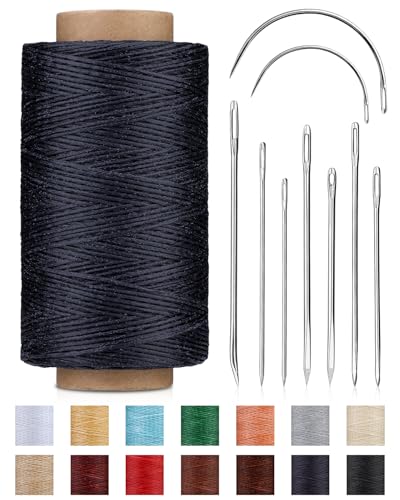 DIUDUS 218 Yards Upholstery Thread, Heavy Duty Sewing Kit Waxed Thread | Sewing Kit with Upholstery Needle for Hand Stitching Bookbinding Repair Canvas Sofa Leather Shoes - color: Navy Blue