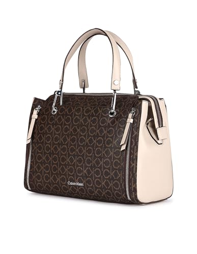 Calvin Klein Women's Organization Satchel - color: Brown/Khaki/Mushroom Logo
