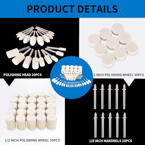 110PCS Polishing Buffing Wheel for Dremel Polishing Kit | Polishing Wheel for Dremel Tool Accessories, with 1/8" Shank Jewelry Metal Buffing Wheels