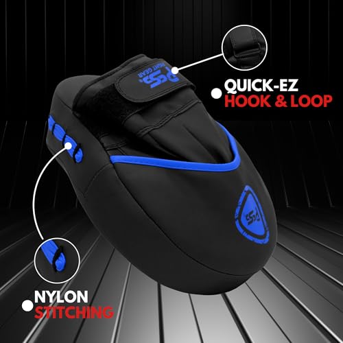 PSS Boxing Focus Pads - Hook & Jab Punch Mitts for MMA, Kickboxing, Karate, Muay Thai, and Taekwondo Training - Hand Target Strike Shield Punching Gloves Pad - color: Blue