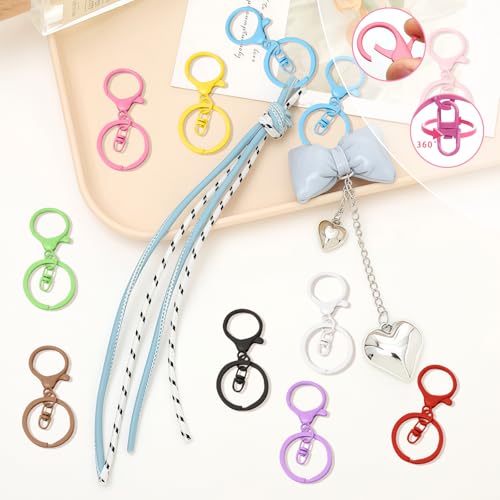 30Pcs Lobster Claw Clasps Keychain for Jewelry Making,Metal Lobster Clasp Swivel Trigger Clips with Swivel Clasps Hook Clips Flat Split Keychain Ring for Keychains Purse Hardware DIY Crafts(Coffee) - color: Coffee