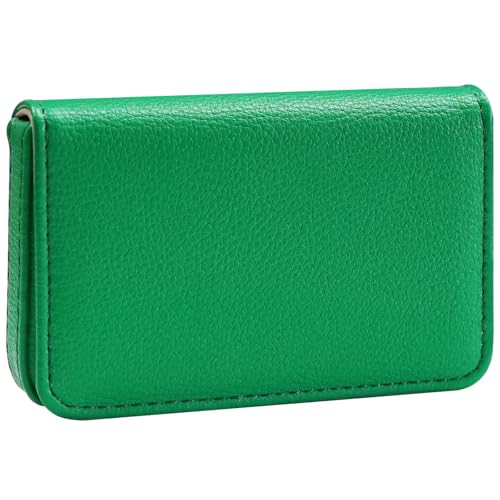 Business Card Holder，PU Leather Business Card Case Color Printing Pattern Card Holder Wallet，Pockets Magnetic Credit Card Holders for Men and Women - Dark Green - color: Dark Green
