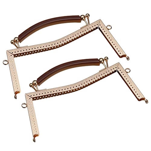 uxcell Metal Purse Frames 2 Pcs Kiss Lock Clasp Frame Embossed Clutch Frame with Rubber Handle for Coin Purse Handbag Making DIY Craft, Gold - color: Gold