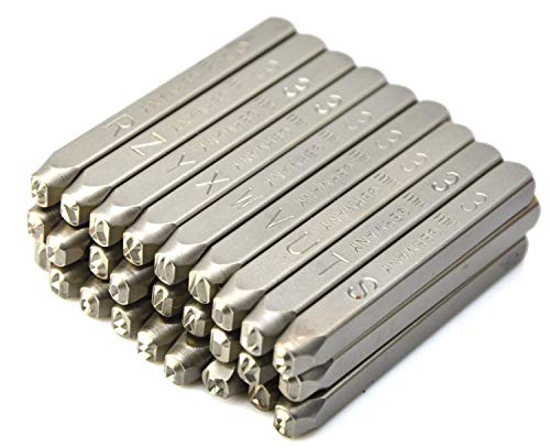 27pcs Heavy Duty Steel Stamp Uppercase Letter 1/16 1.5mm Hand Stamping Character Mark Code Alphabet Punch Kit for Bracelet Ring Jewelry Sheet Metal Plate Making Mold Die - size: 1.5mm Letter