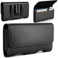 Mopaclle Leather Phone Holster with Heavy Duty Metal Belt Clip and Card Holder, Compatible with iPhone 17/16/15/14/13 Pro Max,17 Air and Galaxy S26/S25/S24/S23/S22 Plus and FE - Black - color: 01-Leather- Black, size: L(6.5x3.5x0.6)
