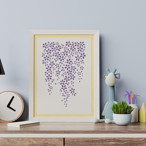 FINGERINSPIRE Wisteria Flower Stencils with a Brush 11.7x8.3Inch Flowers and Vines Painting Stencils Floral Stencil Plant Themes PET Template for Wood Floor Tile Wall Fabric Furniture DIY - color: Wisteria Flower