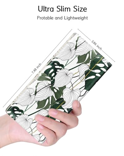 Nipichsha Womens Wallet, RFID Slim Wallet, Credit Card Holder Purse, Leather Bifold (Monstera Deliciosa) - color: Monstera Deliciosa