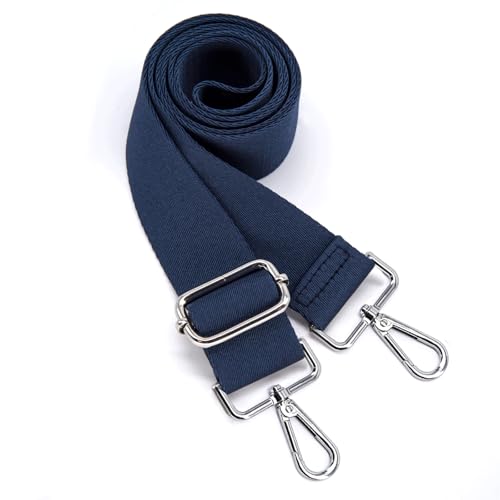 S&loyoe Thickened Solid Color Purse Straps Replacement Crossbody Bag Strap Adjustable Wide Guitar Straps for Handbags 1.5inch - color: Dark Blue Silver Buckle