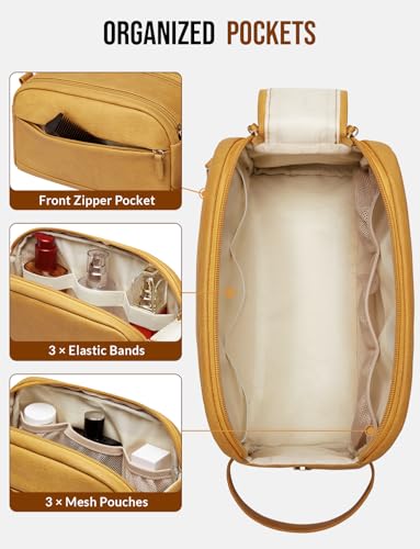 PU Leather Toiletry Bag for Men, Yellow - color: Yellow, size: Medium